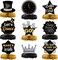 New Year Centerpieces for Tables - Pack of 9 | New Year Eve Party Supplies 2025 | NYE Centerpieces for Black and Gold New Years